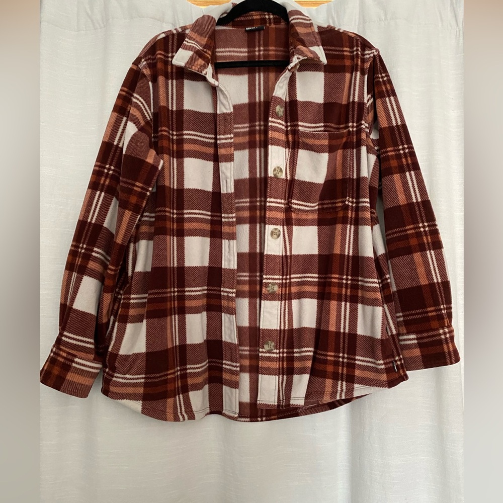 Eddie Bauer women’s flannel fleece shirt jacket LARGE - Picture 3 of 12